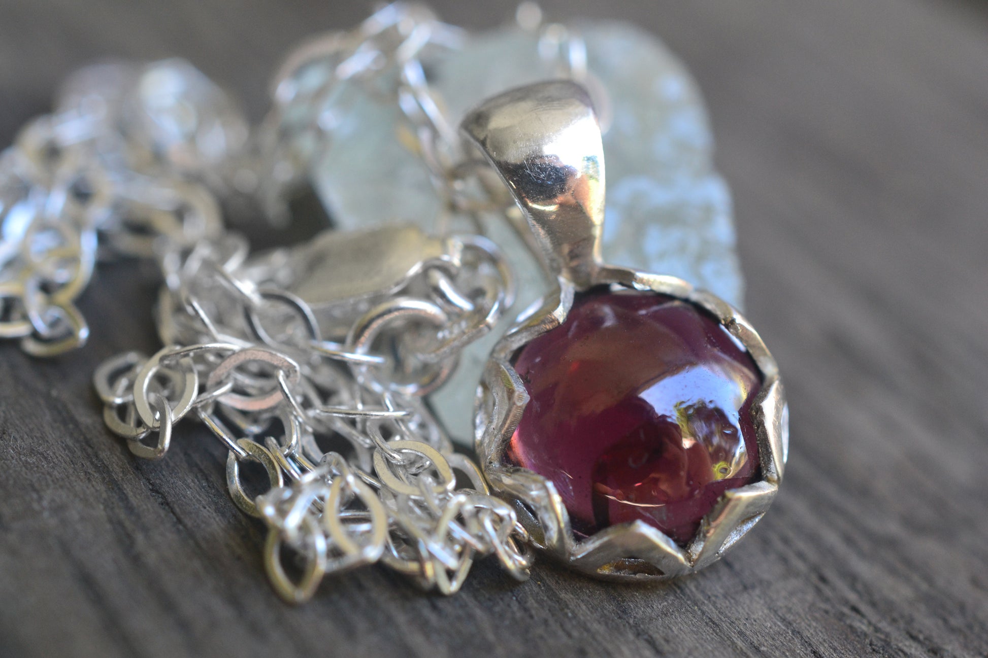 Garnet Bezel Pendant in Sterling Silver