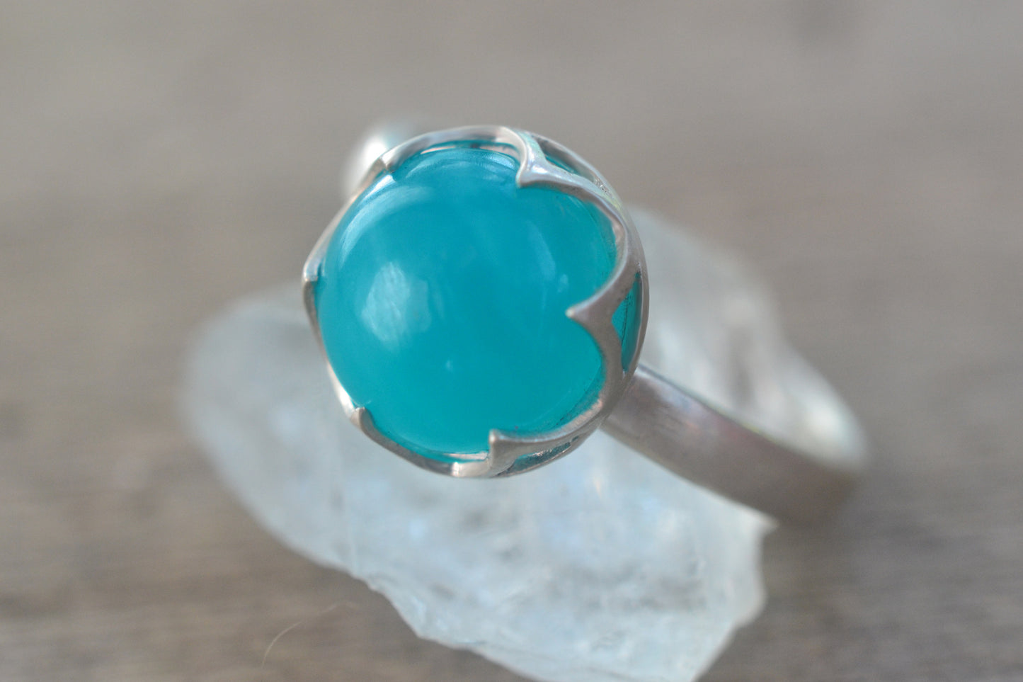 Bezel Set Amazonite Statement Ring in Sterling