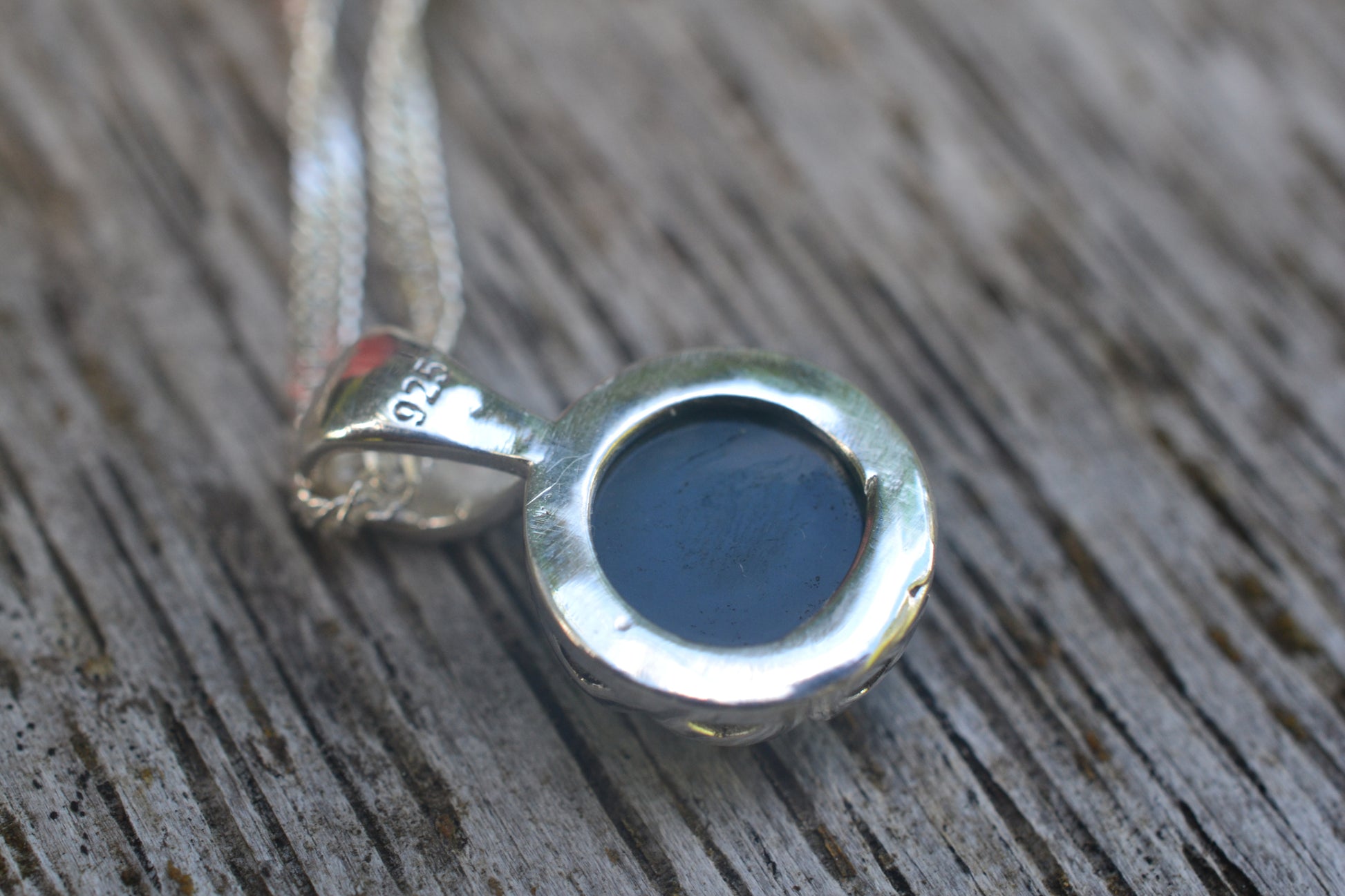 Natural Moss Agate Cabochon Necklace in Sterling