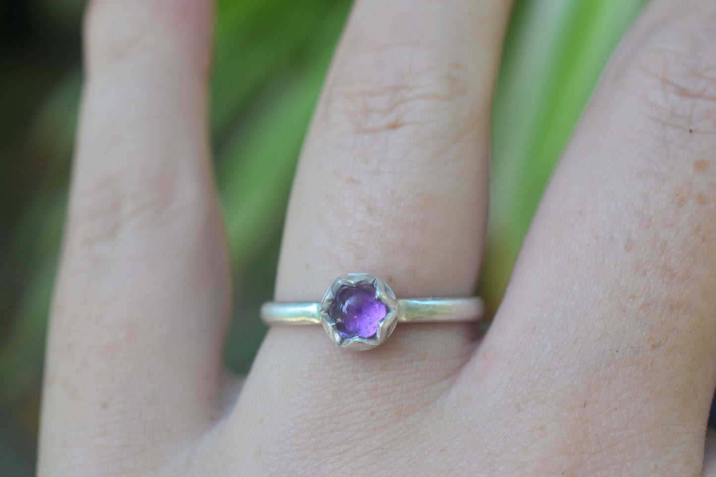 Amethyst Crystal Stacking Ring in Sterling