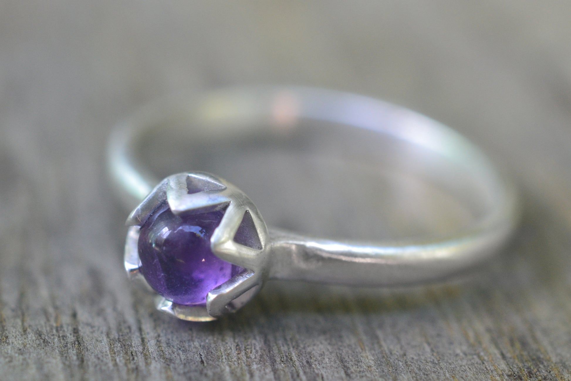 5mm Amethyst Gemstone Ring in Sterling