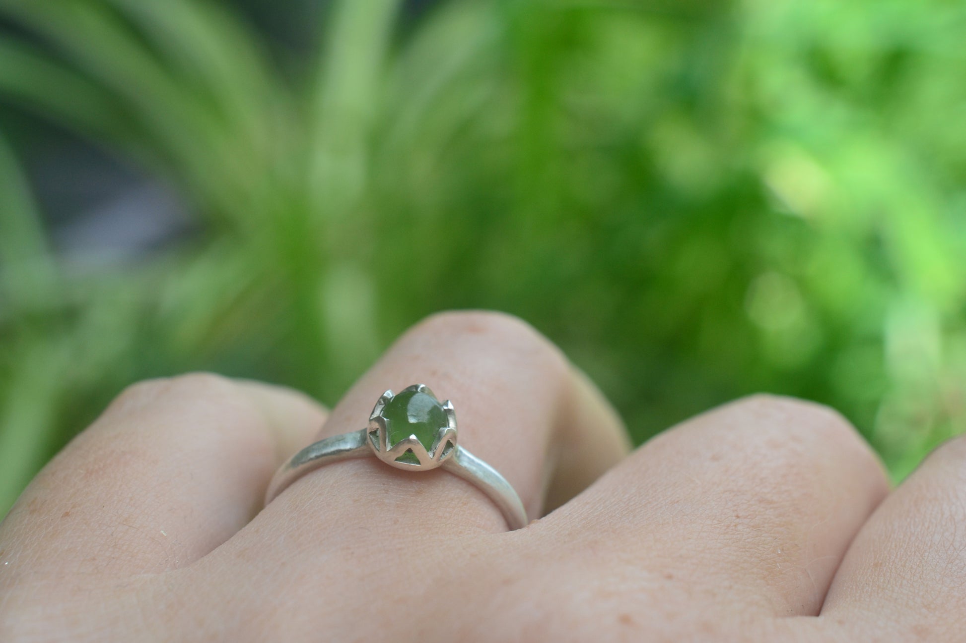 Jade Stacking Ring in Sterling Silver