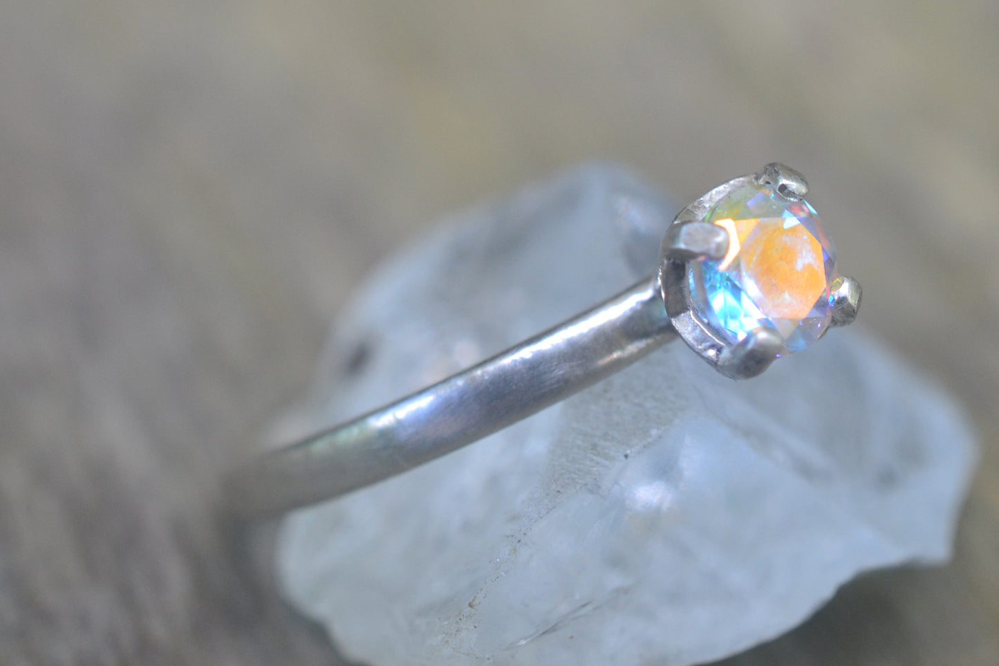 5mm Mercury Mist Topaz Gemstone Ring in Silver