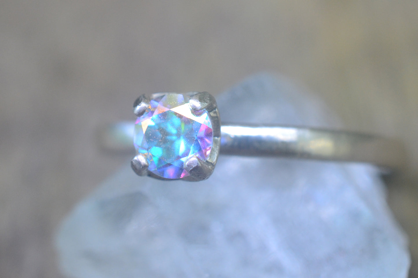 Mercury Mist Mystic Topaz Solitaire Ring in Silver