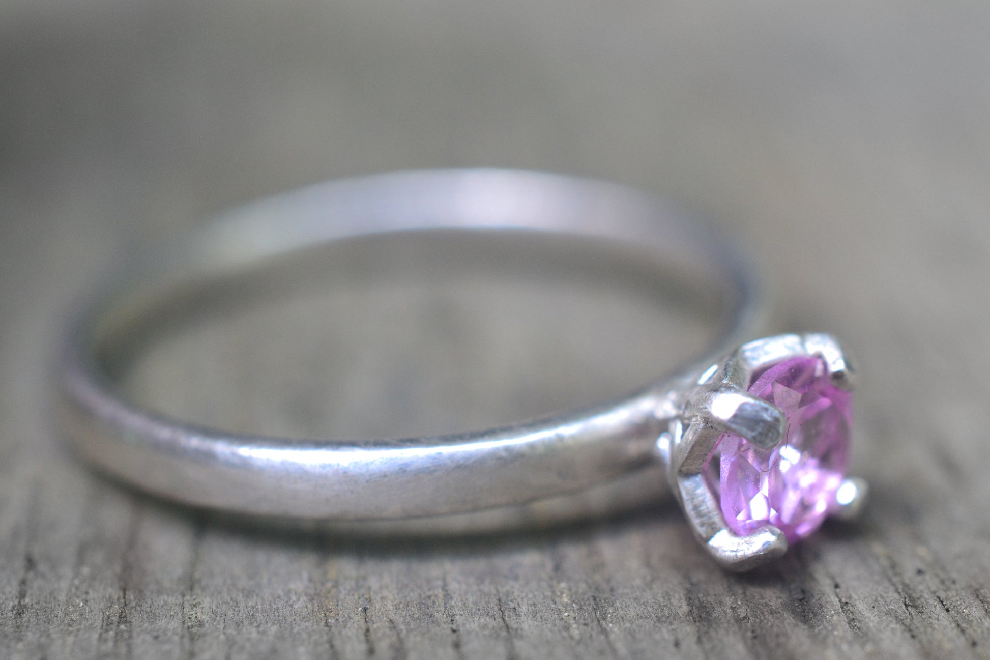 Prong Set Pink Sapphire Ring in Sterling Silver
