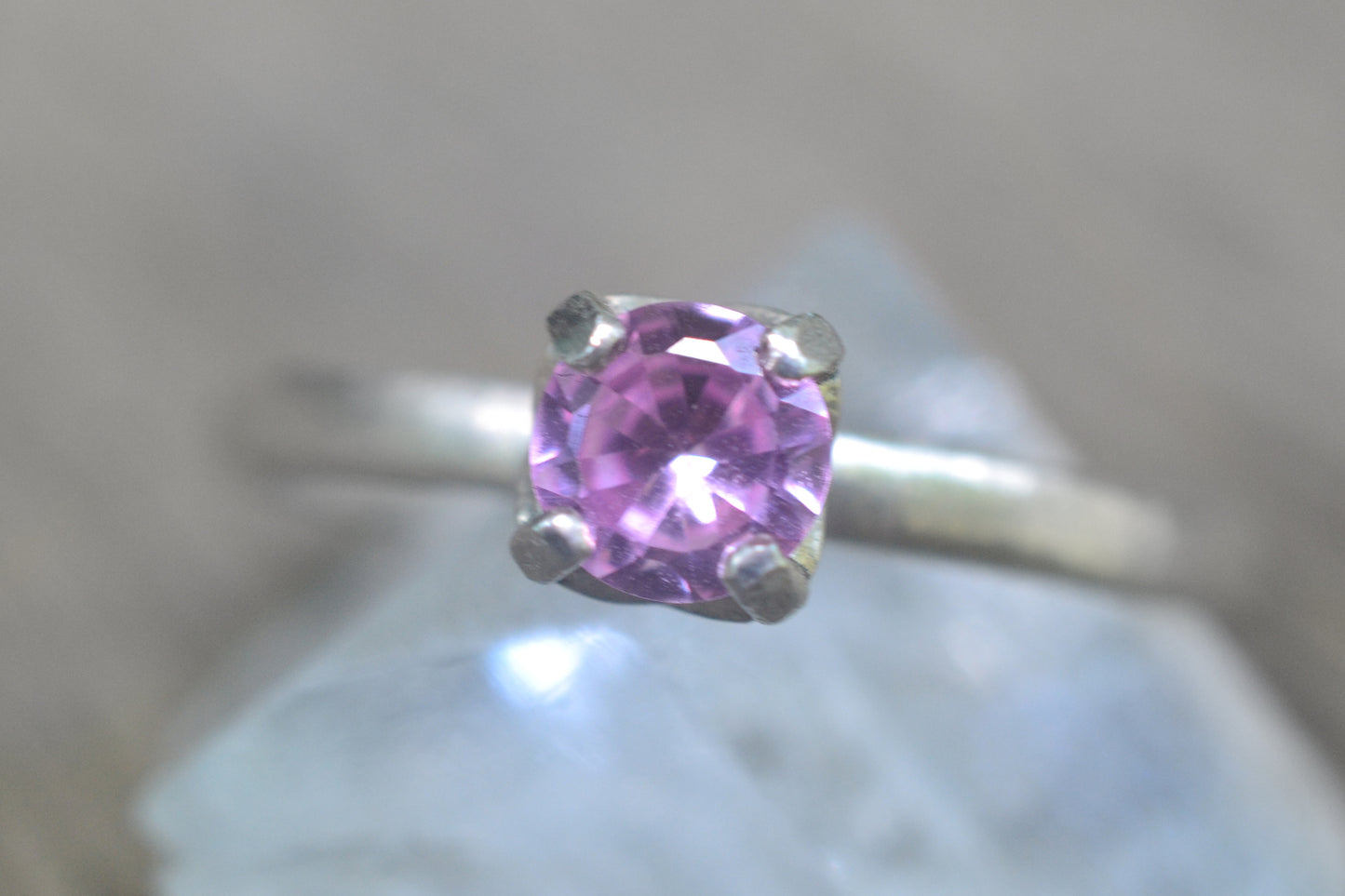 5mm Pink Sapphire Solitaire Ring in 925 Silver