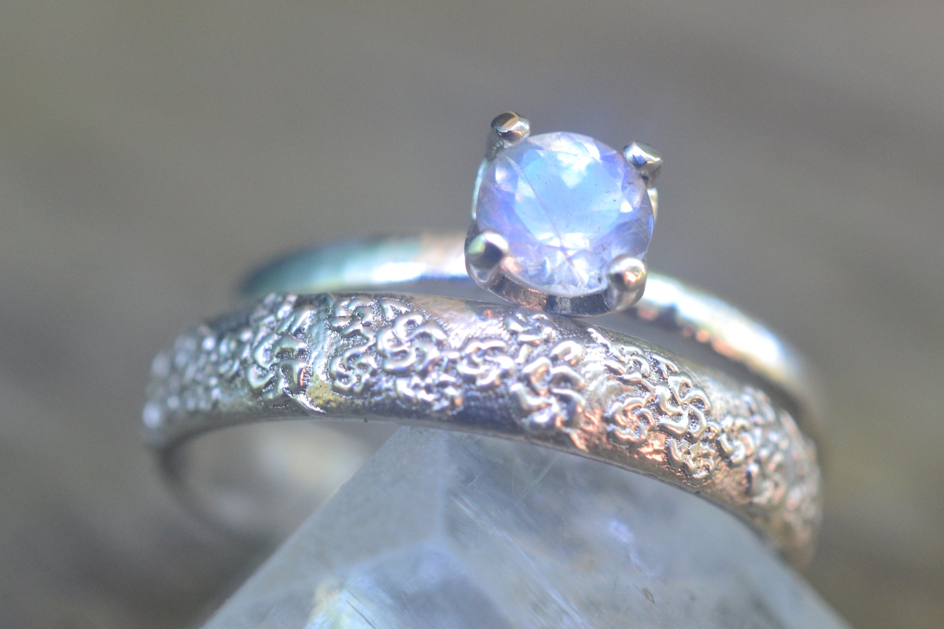 5mm Rainbow Moonstone Bridal Set in Sterling