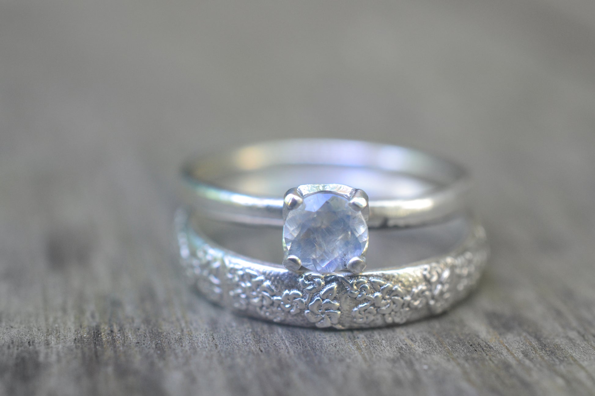 Cherry Blossom Bridal Set With Rainbow Moonstone