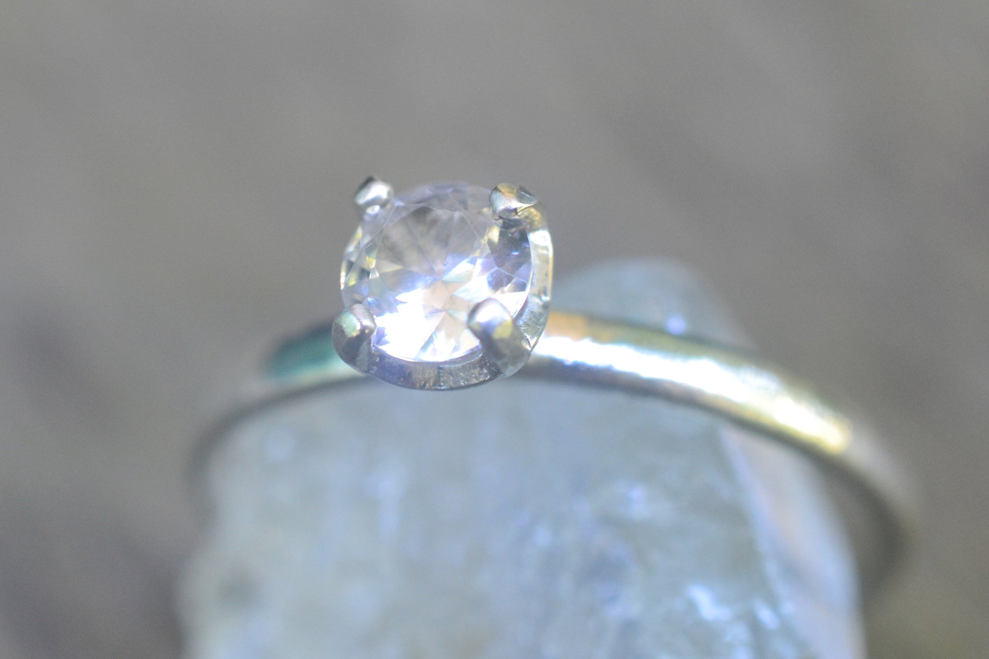 Simple White Sapphire Solitaire Ring