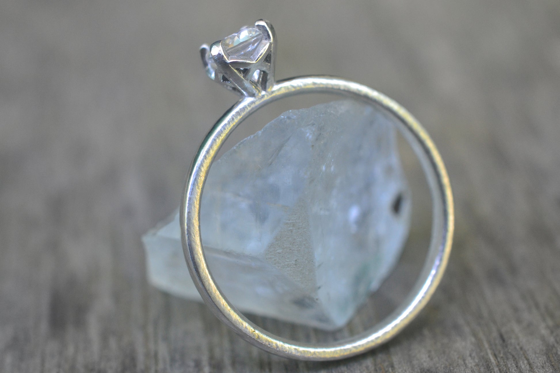White Sapphire Engagement Ring in Silver