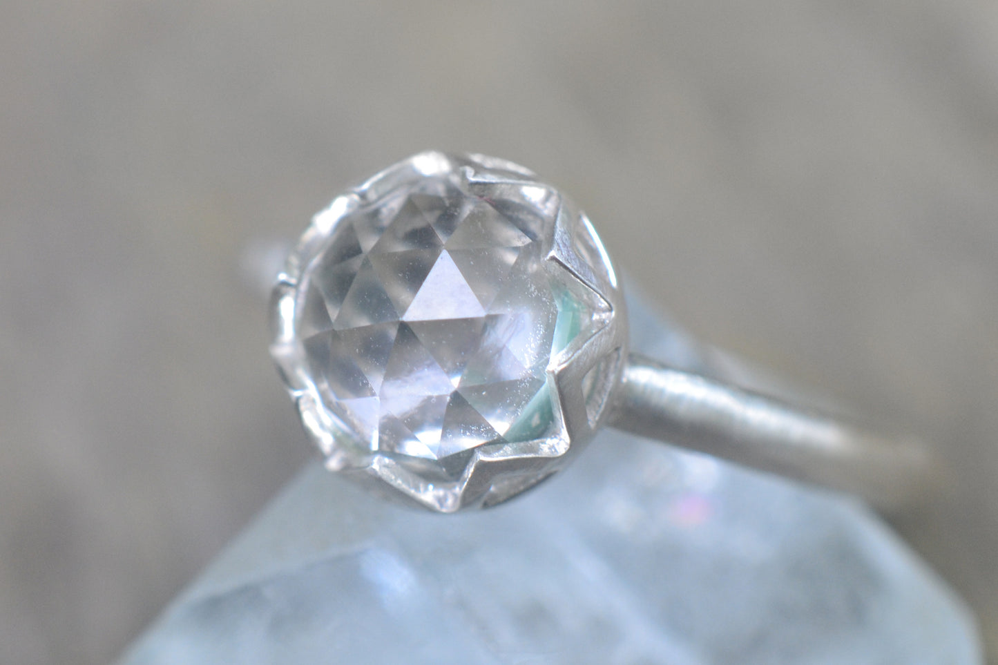 Simple Silver White Topaz Engagement Ring