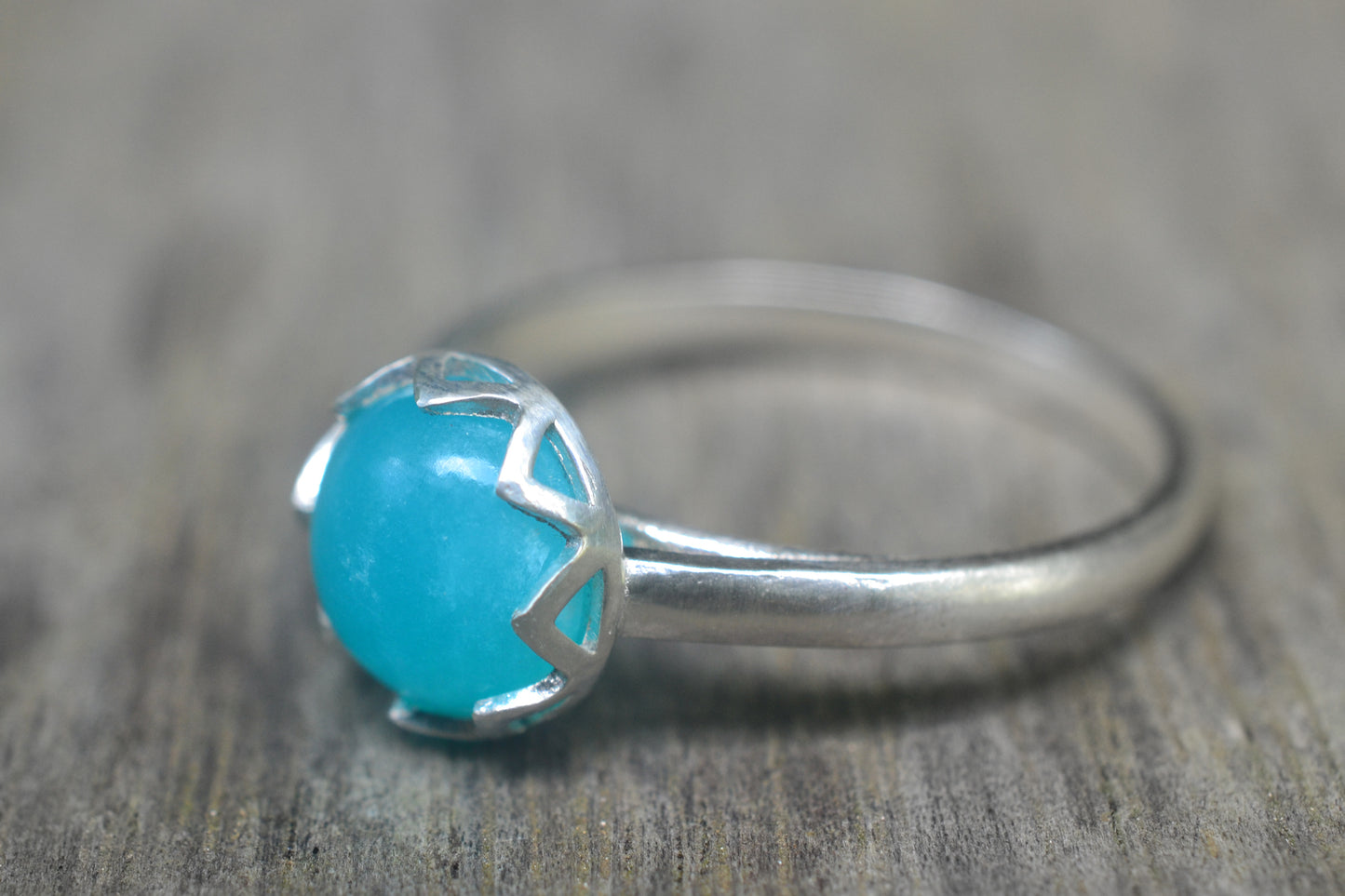 Natural Amazonite Gemstone Ring in Silver