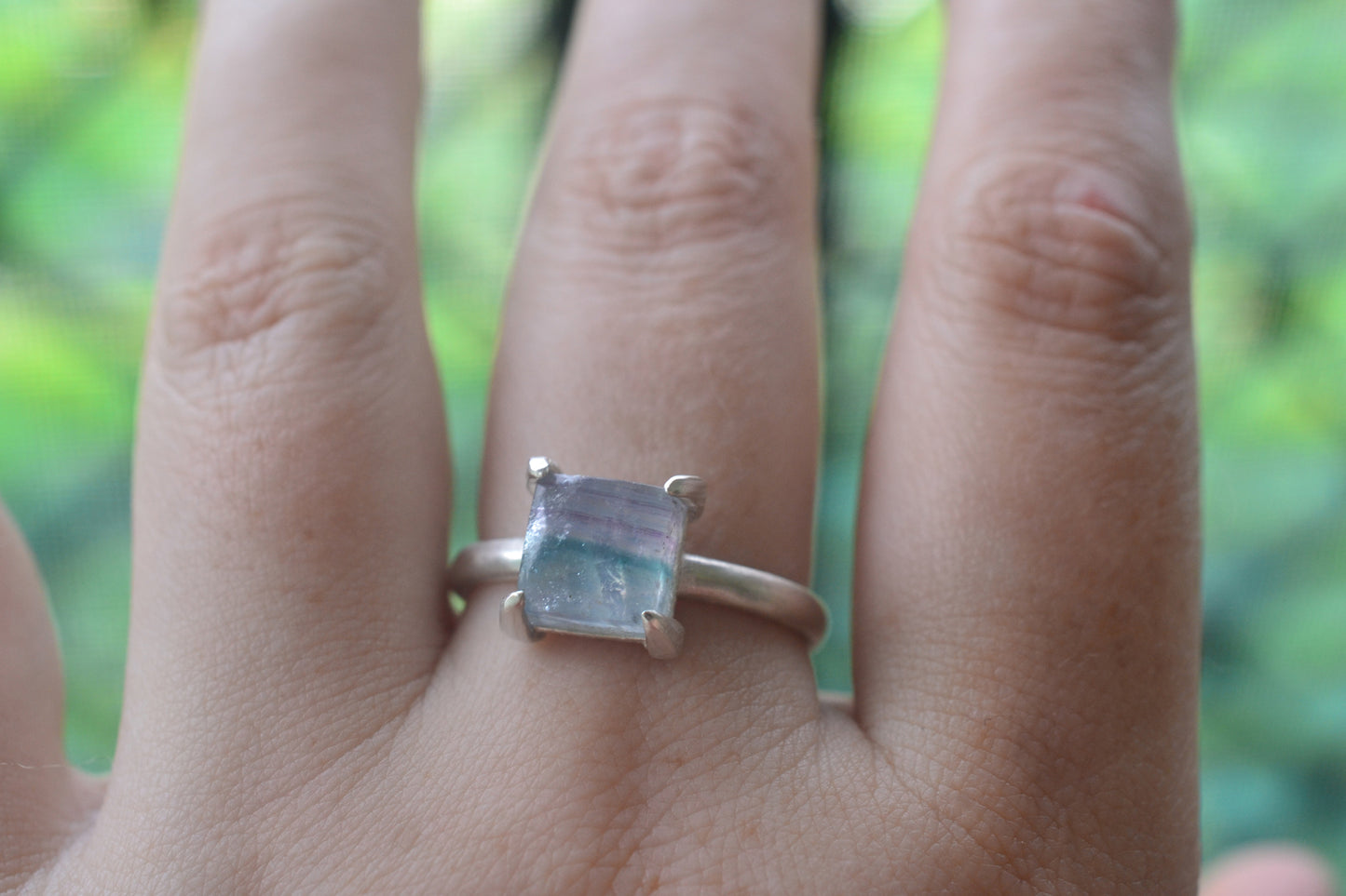 Unique Crystal Statement Ring in Silver