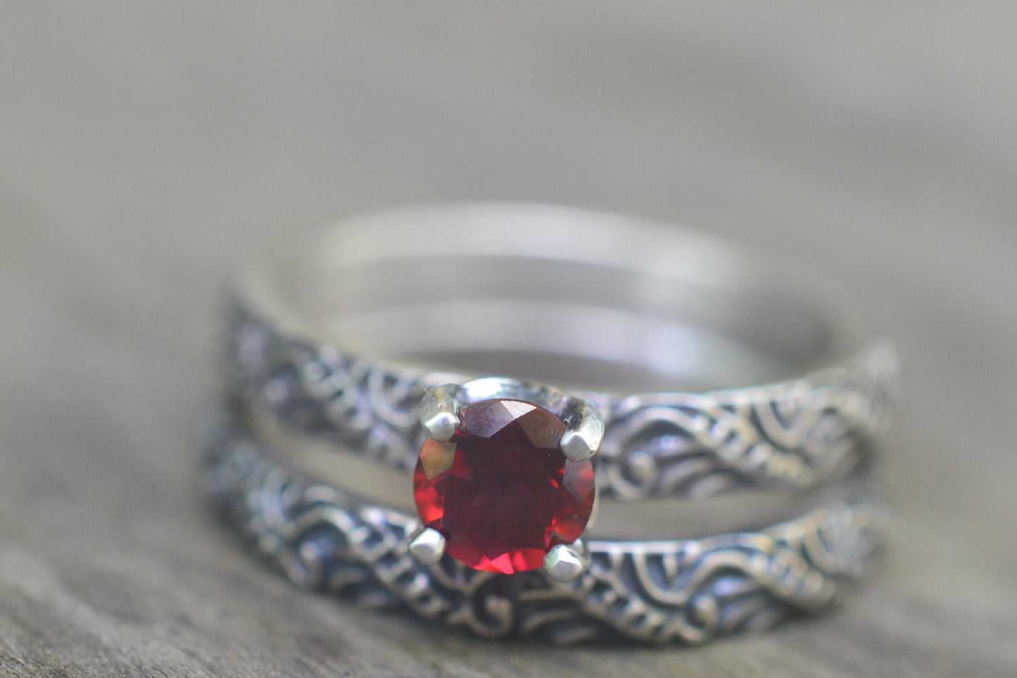 Blackened Silver & Peony Topaz Bridal Set