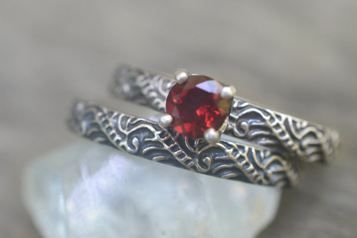 Baroque Style Bridal Set With Red Gemstone
