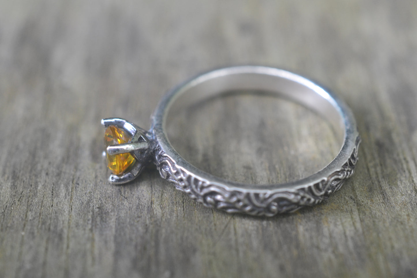 5mm Faceted Yellow Sapphire Engagement Ring