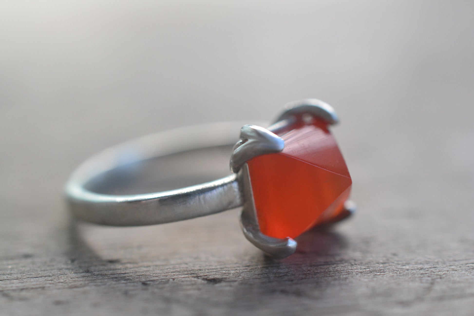 Prong Set Carnelian Point Ring in Sterling
