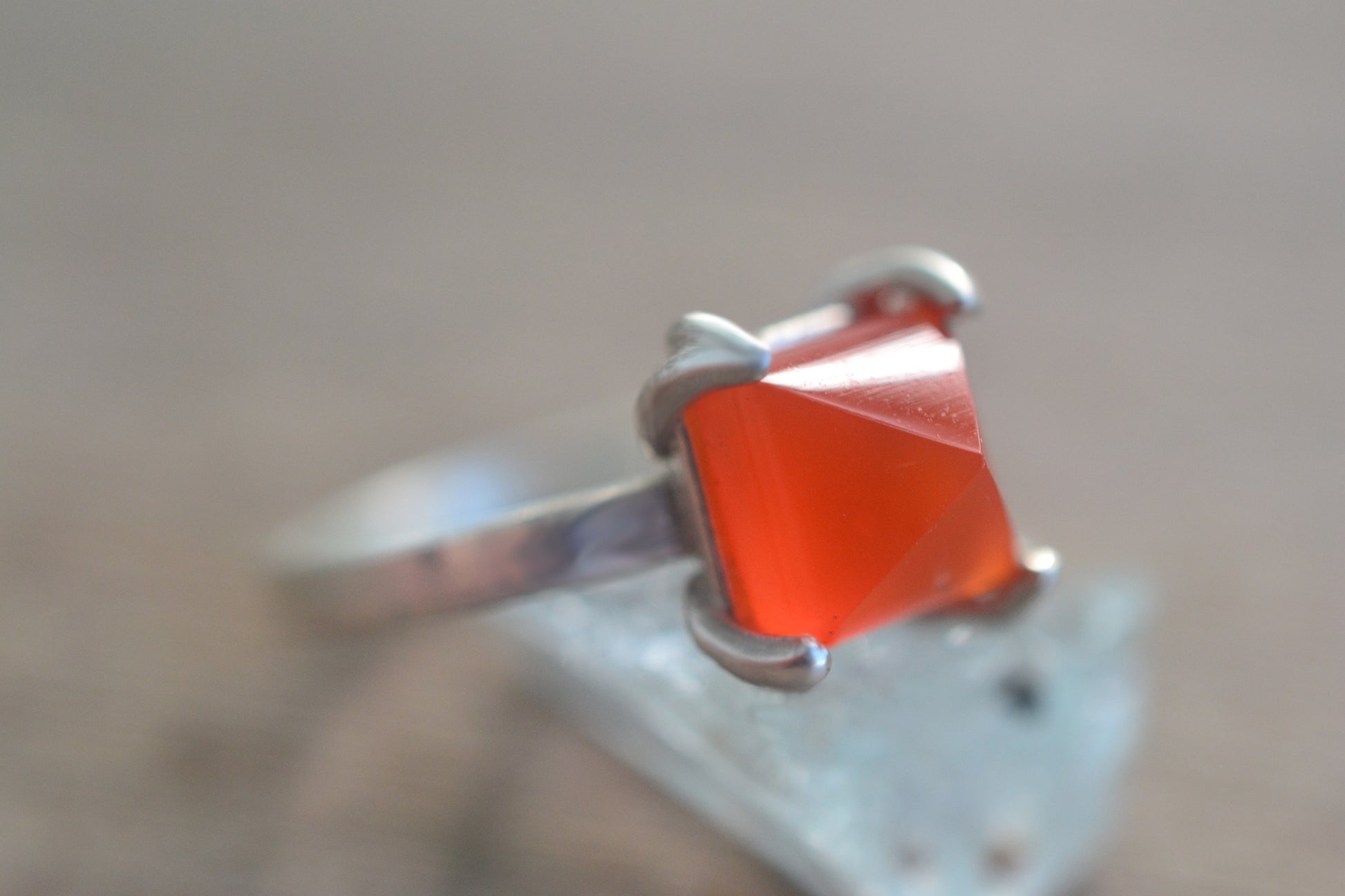 Womens Carnelian Statement Ring in Sterling Silver