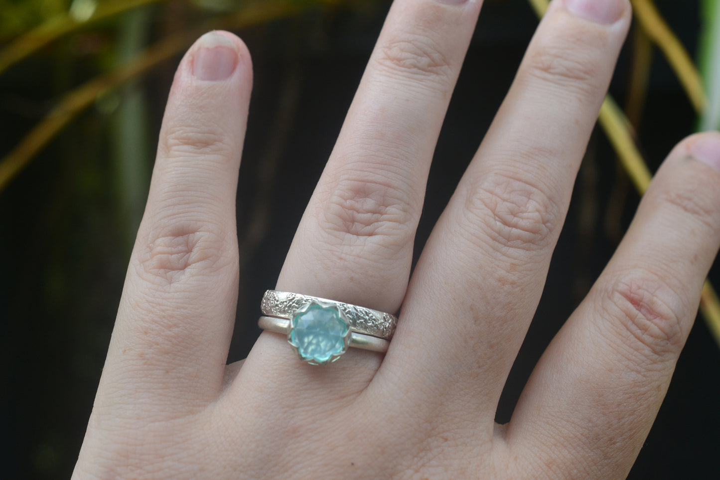 Cherry Blossom Wedding Set With Opal