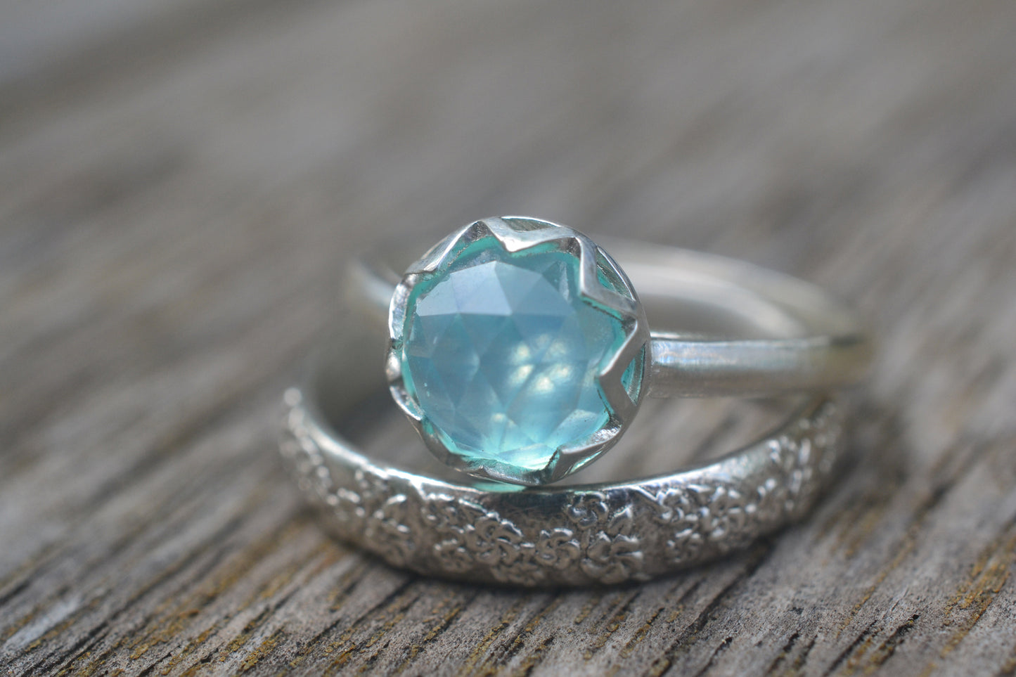 Natural Blue Opal Cherry Blossom Bridal Set