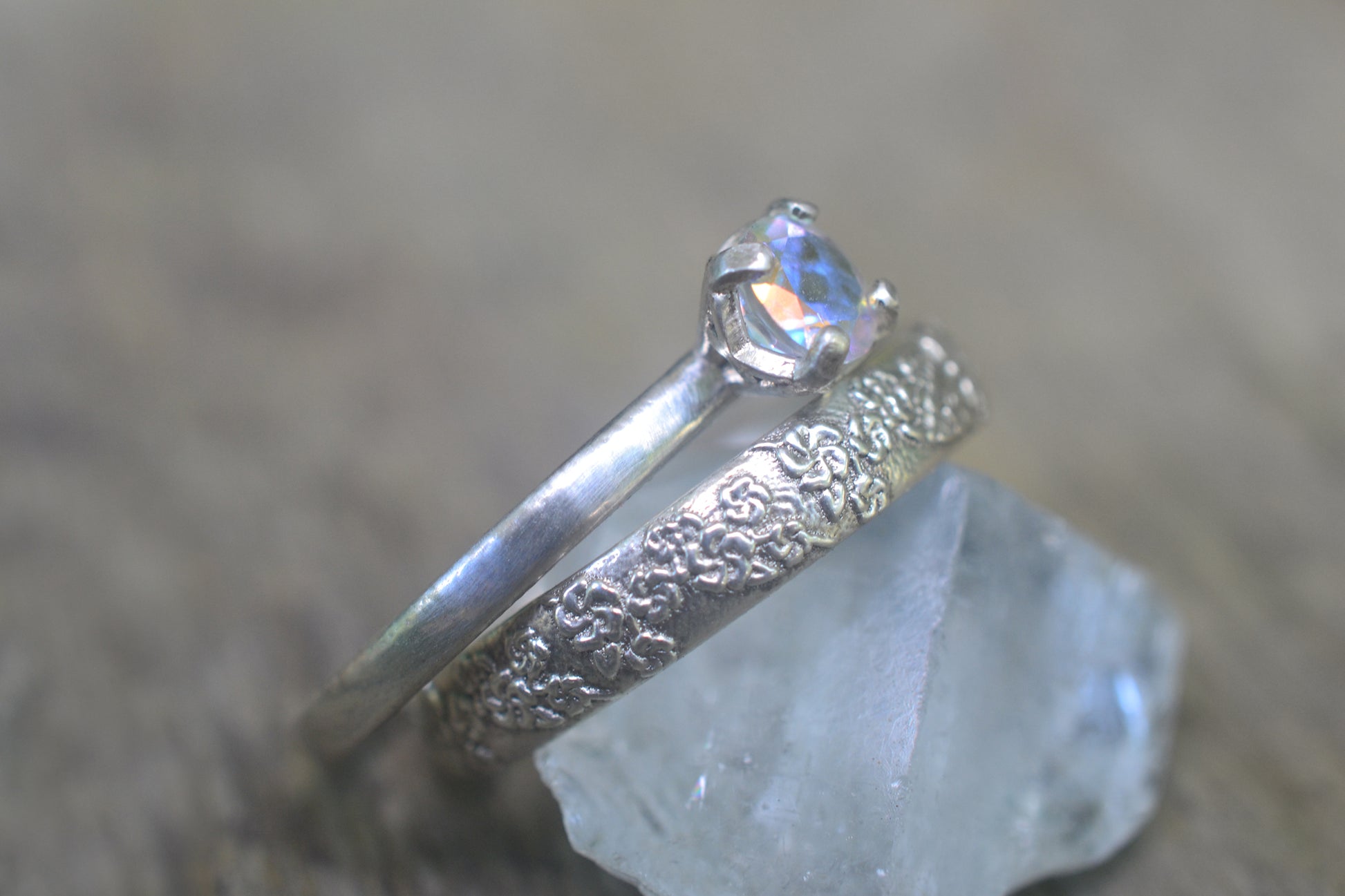 Mercury Mist Topaz Solitaire Bridal Set in Silver
