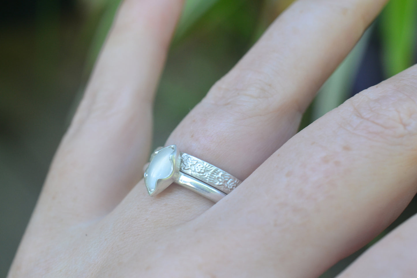 Stackable Moonstone Ring Set in 925 Sterling
