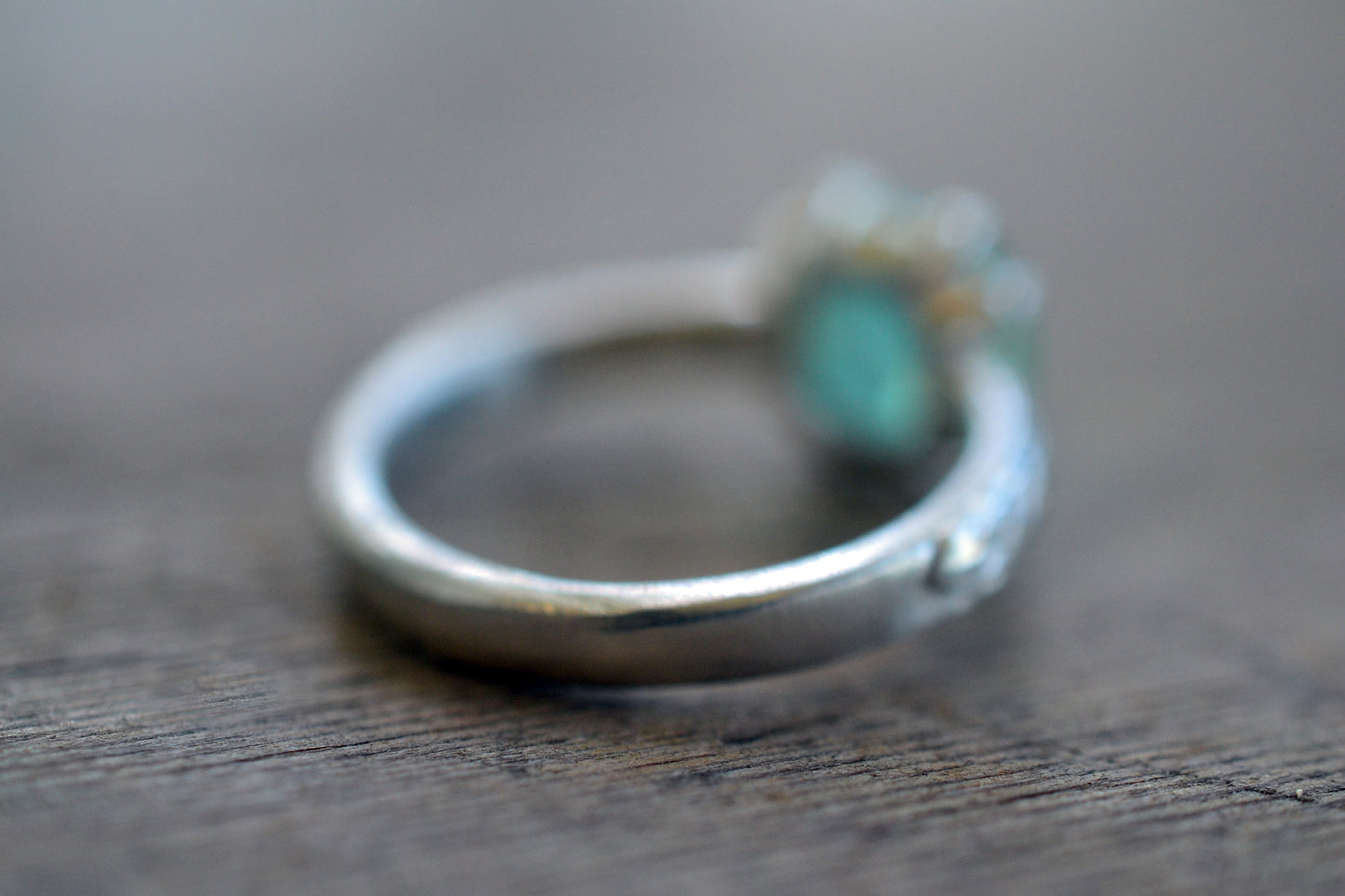 Open Backed Blue Opal Ring in 925 Silver