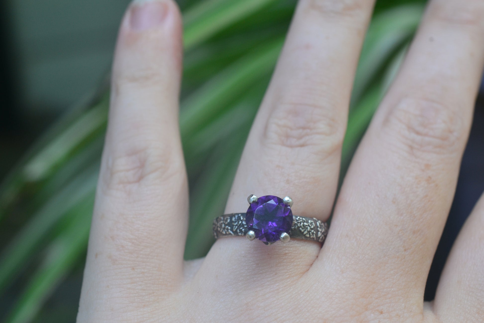 Art Nouveau Style Amethyst Engagement Ring