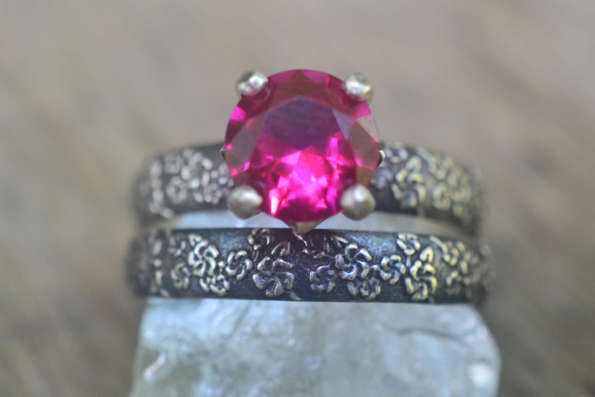 Cherry Blossom Bridal Set With Created Ruby