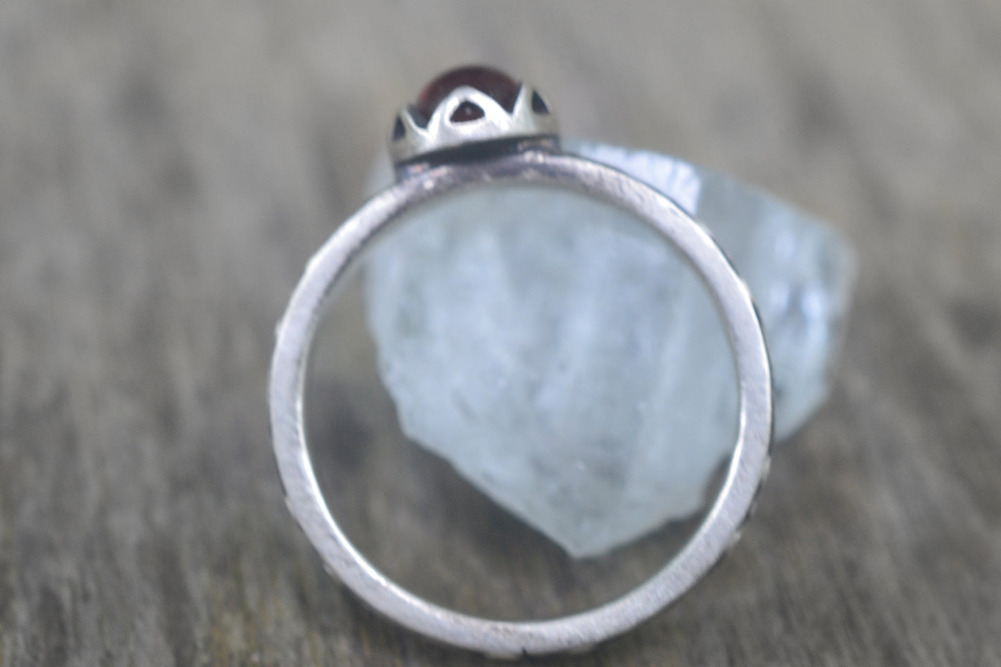 Gothic Garnet Swirl Ring in Sterling