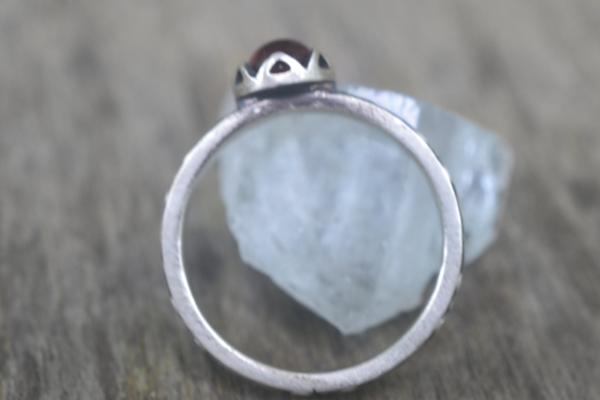Gothic Garnet Swirl Ring in Sterling