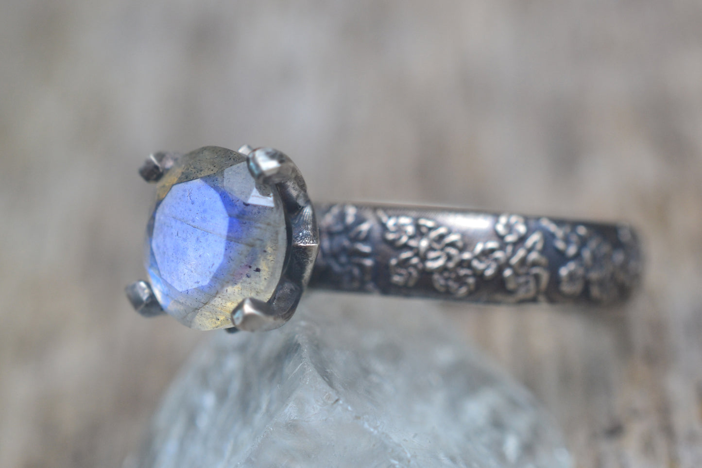 womens floral labradorite engagement ring