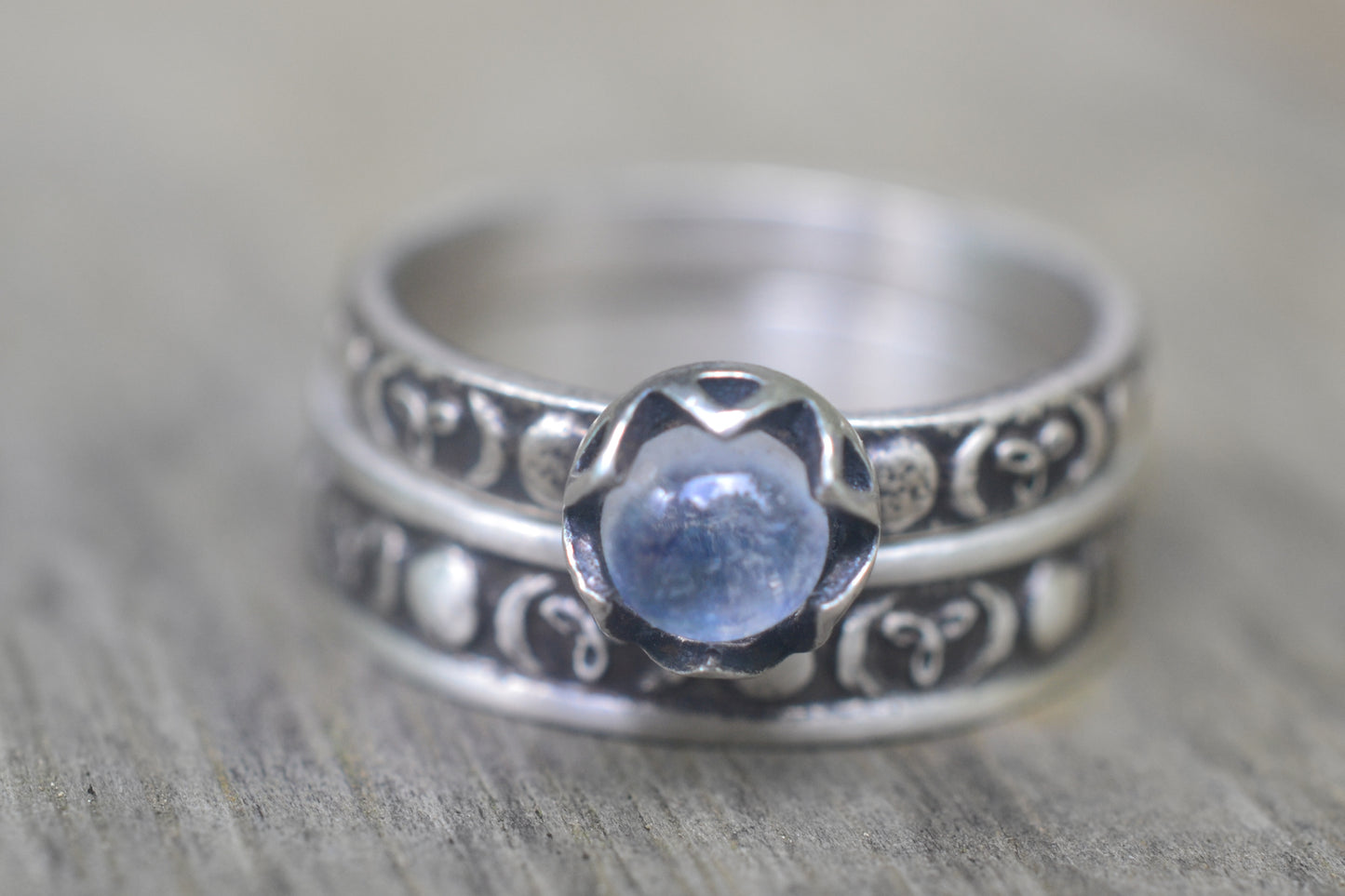 Triple Moon Bridal Set With Rainbow Moonstone