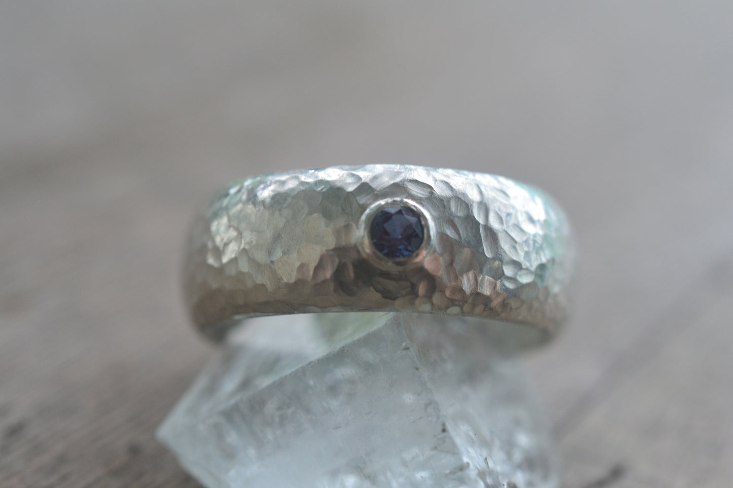 Lab Alexandrite Ring With Wide Domed Band