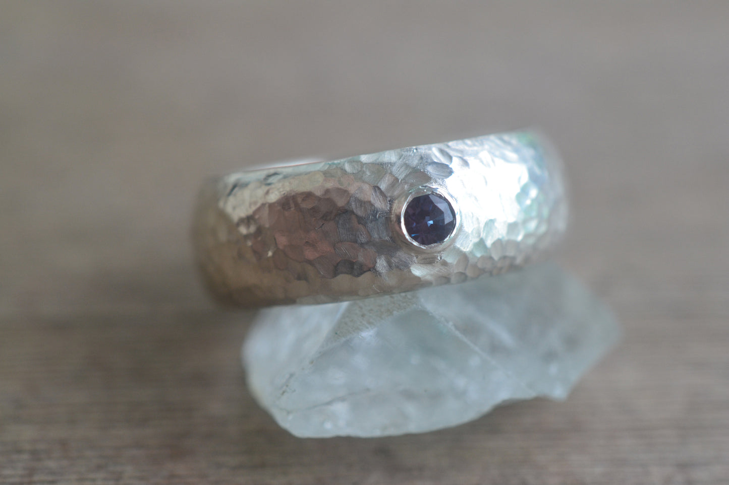 Faceted Alexandrite Wedding Band in 925 Silver