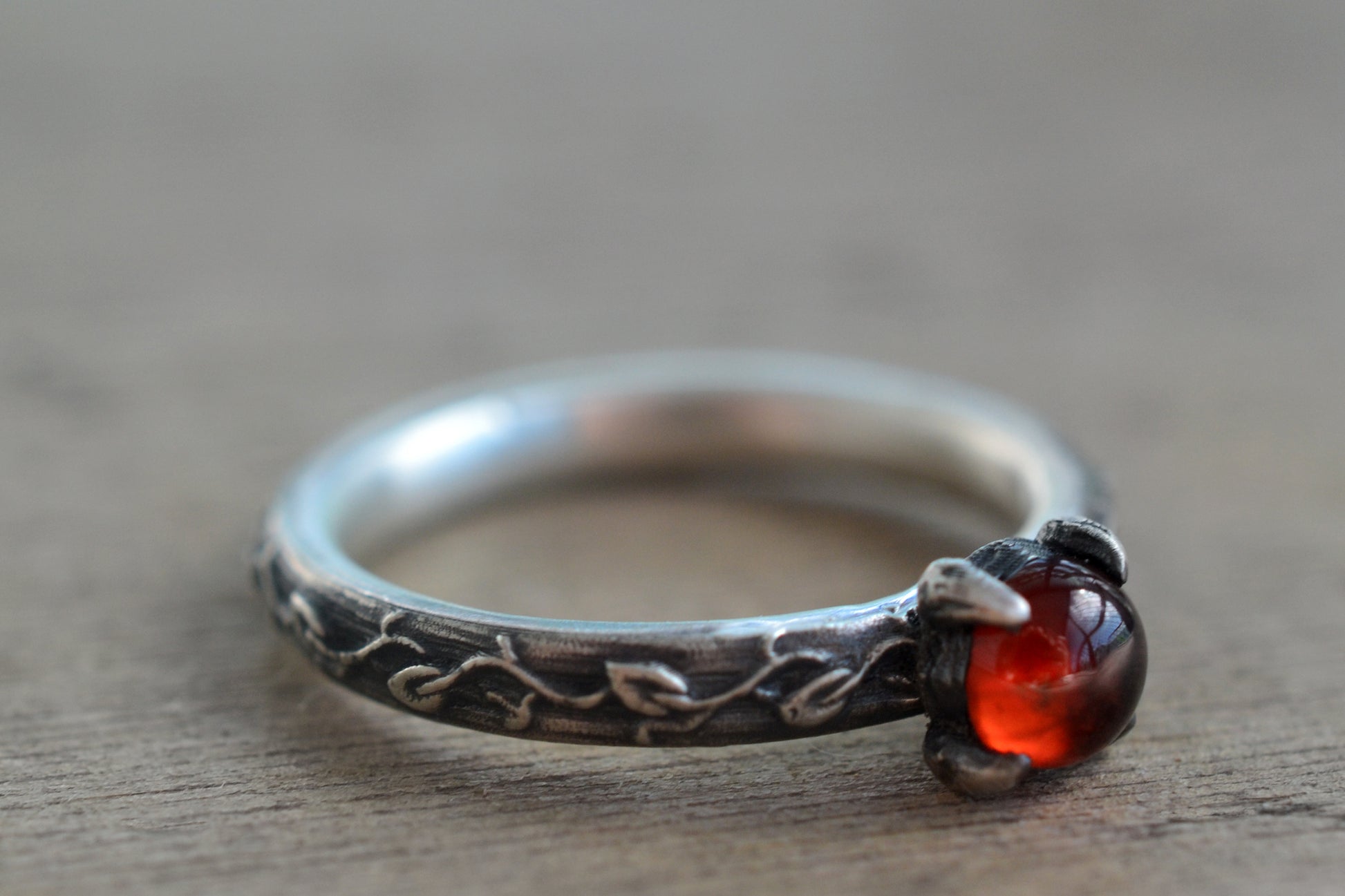 Hessonite Garnet Cabochon Ring in Silver