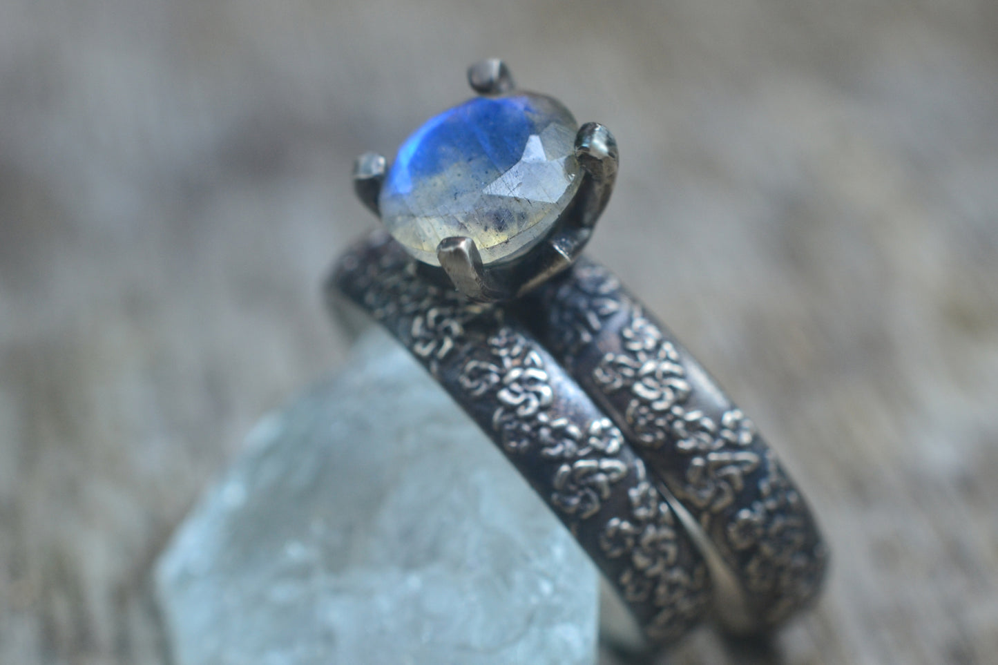 women's labradorite bridal ring set in sterling