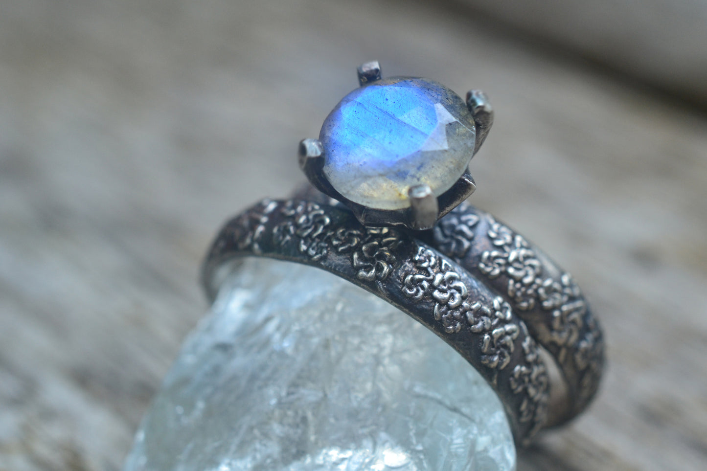 cherry blossom bridal set with labradorite