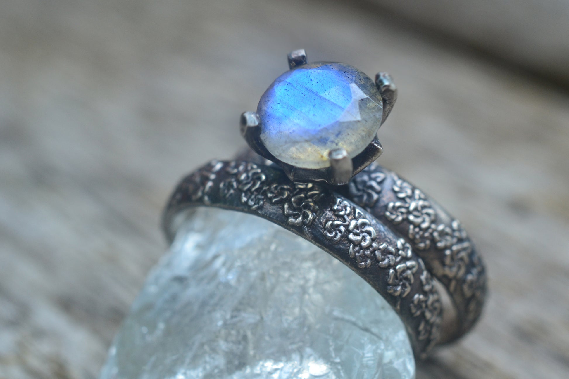 cherry blossom bridal set with labradorite