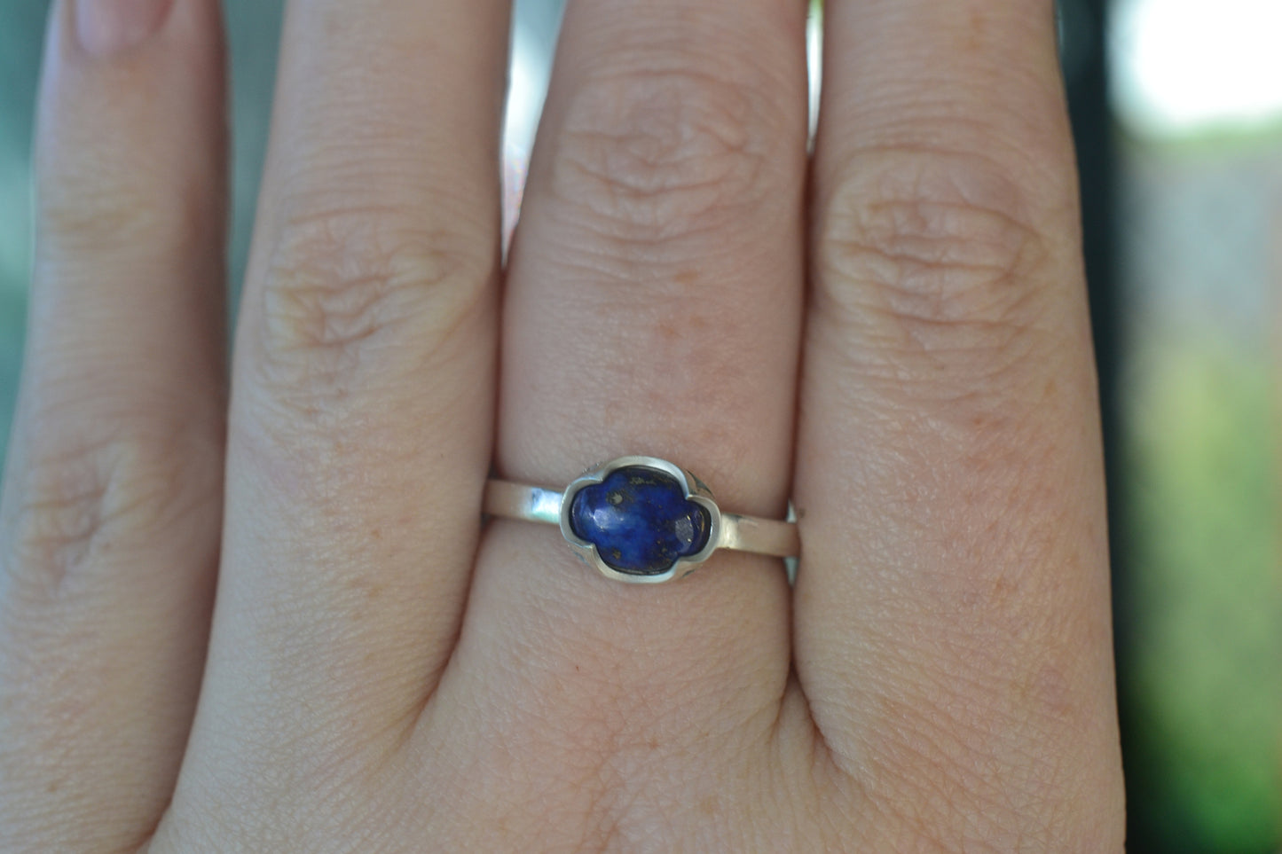 Oval Lapis Lazul Ring in Sterling Silver