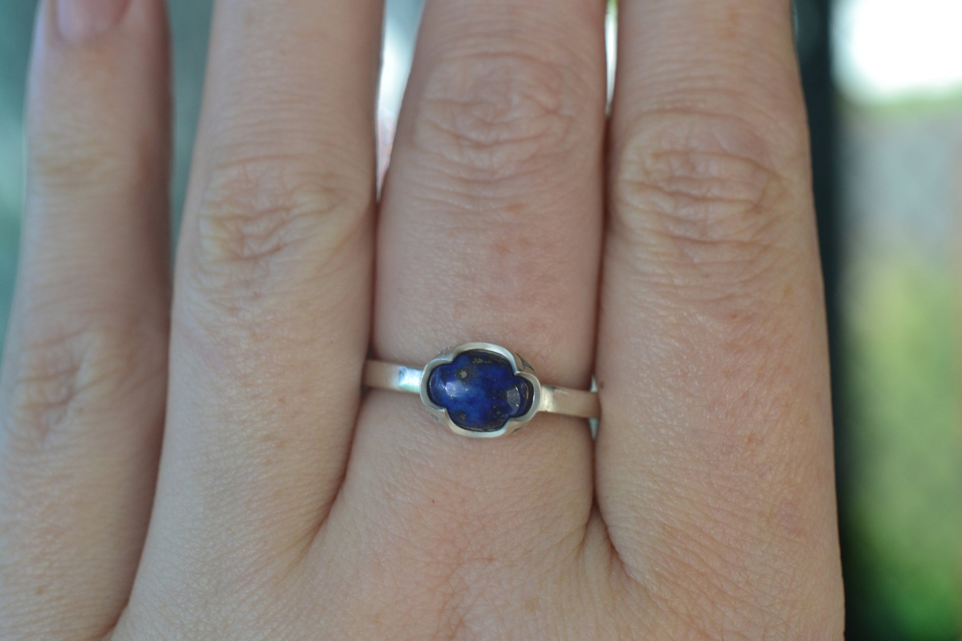 Oval Lapis Lazul Ring in Sterling Silver