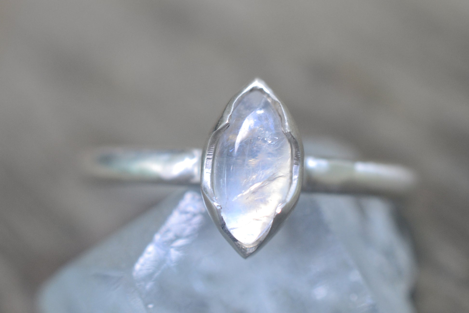 White Labradorite Stacking Ring in Sterling