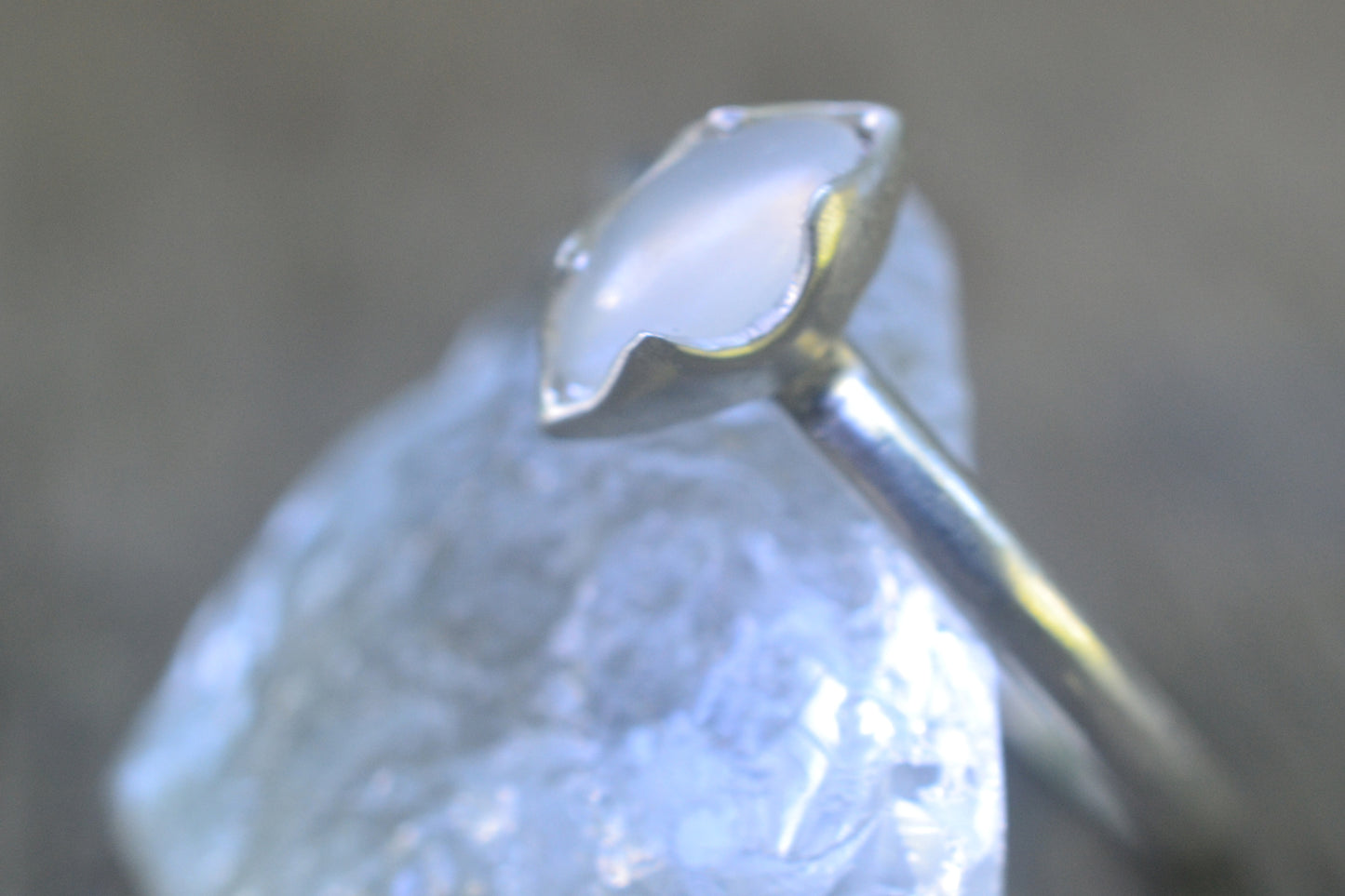 Marquise White Moonstone Ring in 925 Sterling