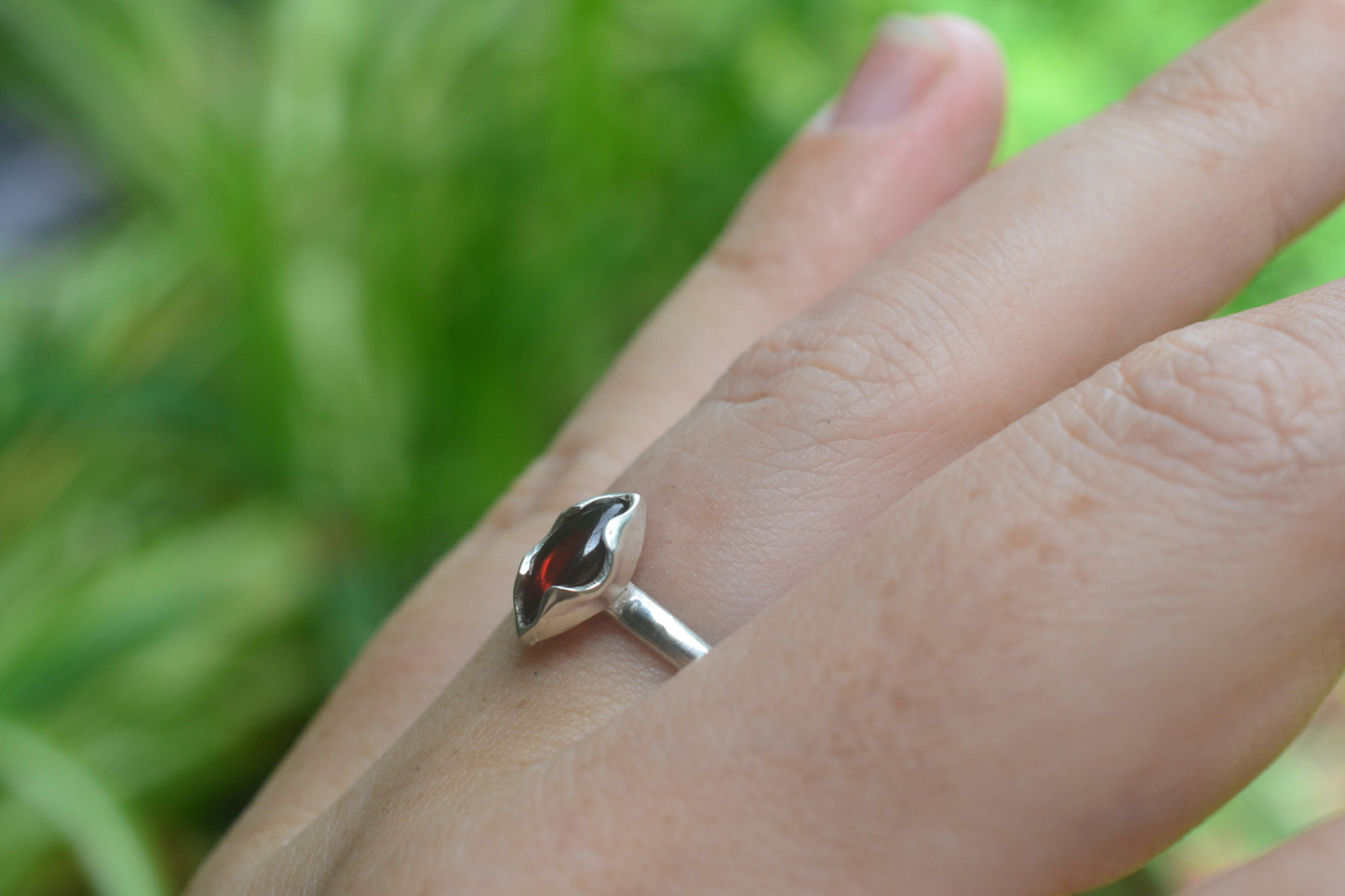 Garnet Stacking Ring in Sterling Silver