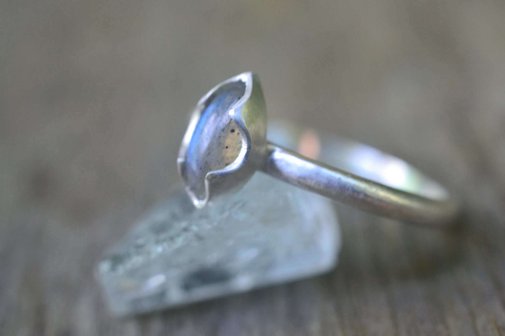 Marquise Cut Labradorite Statement Ring in Silver