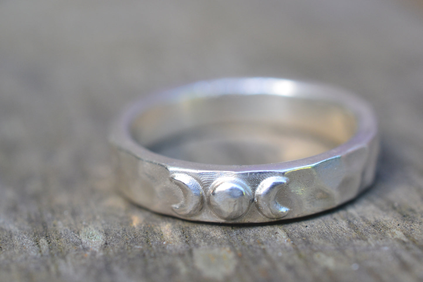 925 Sterling Silver Moon Phase Charm Ring