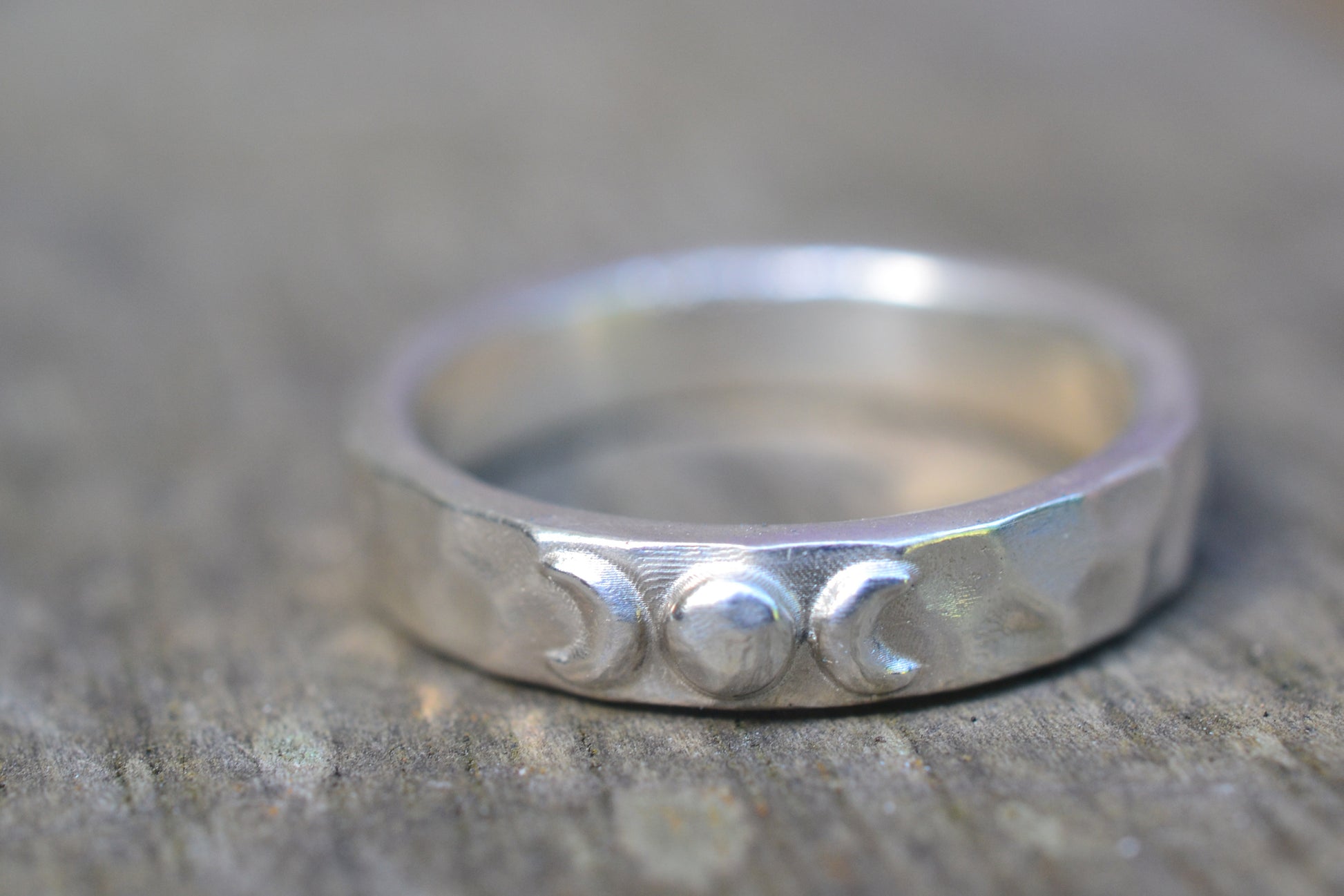 925 Sterling Silver Moon Phase Charm Ring
