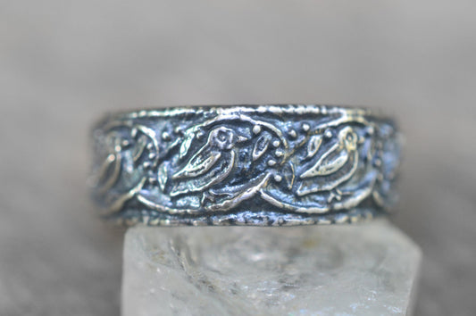 Oxidised Silver Magpie Ring 