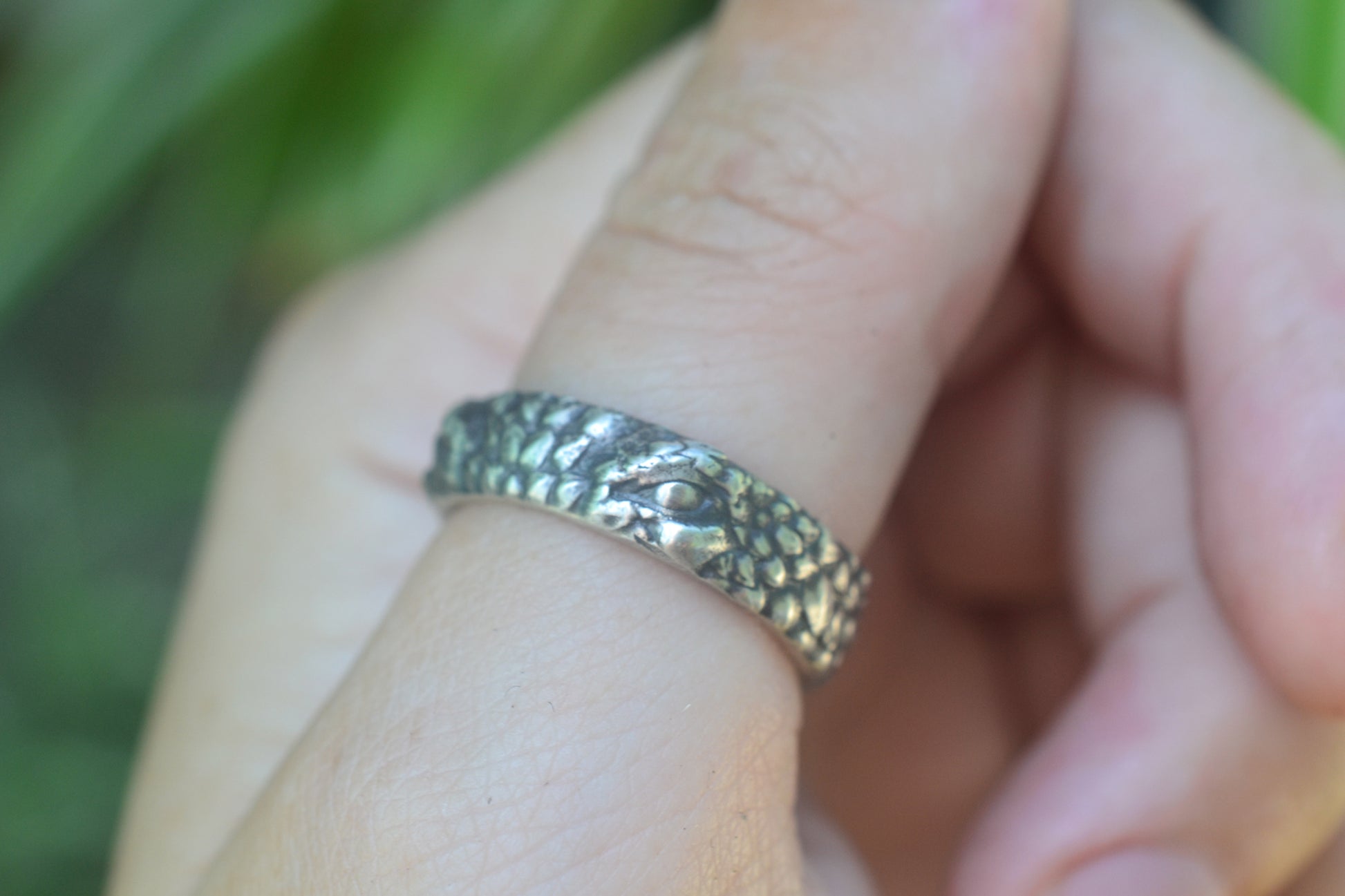 Unique Carved Silver Wyvern Wedding Ring