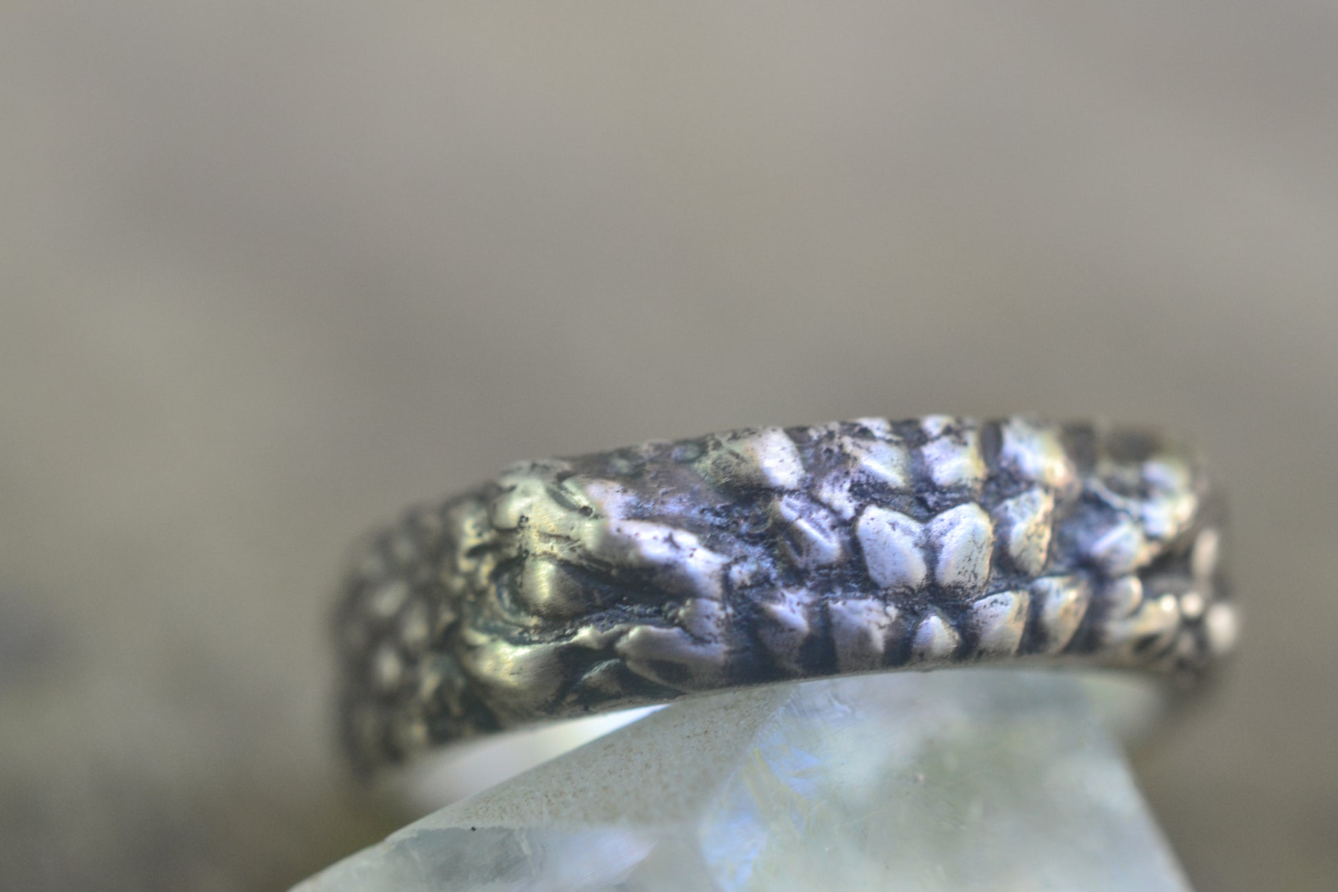 Mens Oxidised Silver Dragon Wedding Band